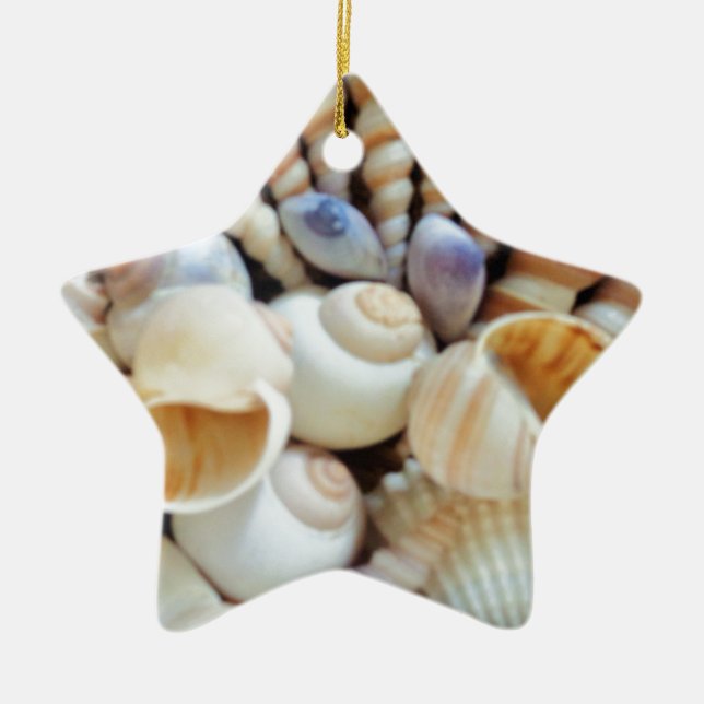 Beautiful Seashells, Summer, Beach, Shells Ceramic Tree Decoration (Front)