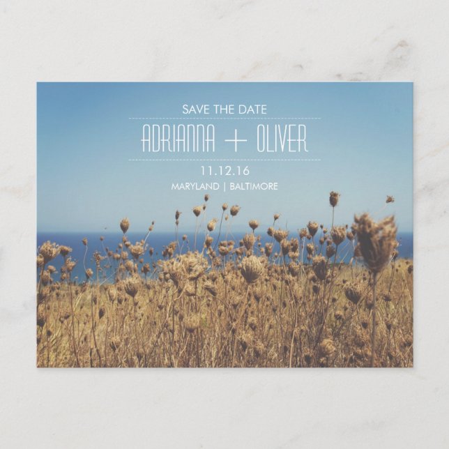 Beautiful Seaside Outdoor Wedding Save The Date Announcement Postcard (Front)