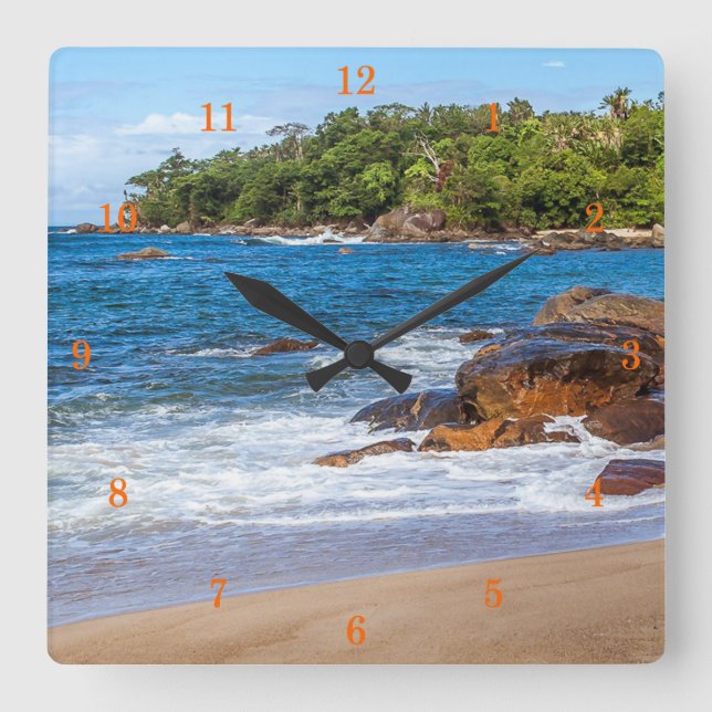 Beautiful Secluded Beach Square Wall Clock (Front)