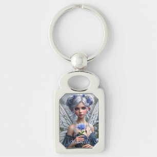Beautiful September Fairy in Asters Key Ring