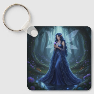 Beautiful September Sapphire Fairy Key Ring