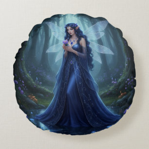 Beautiful September Sapphire Fairy Round Cushion