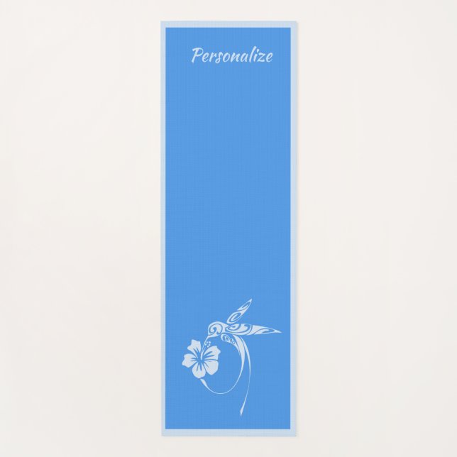 Beautiful Serene Hummingbird Blue Zen Yoga Namaste Mat (Front)