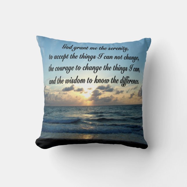 BEAUTIFUL SERENITY PRAYER OCEAN PHOTO CUSHION (Front)