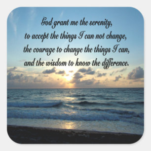 BEAUTIFUL SERENITY PRAYER OCEAN PHOTO SQUARE STICKER
