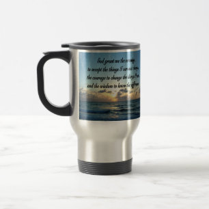 BEAUTIFUL SERENITY PRAYER OCEAN PHOTO TRAVEL MUG