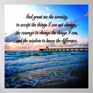 BEAUTIFUL SERENITY PRAYER OCEAN SCENE POSTER