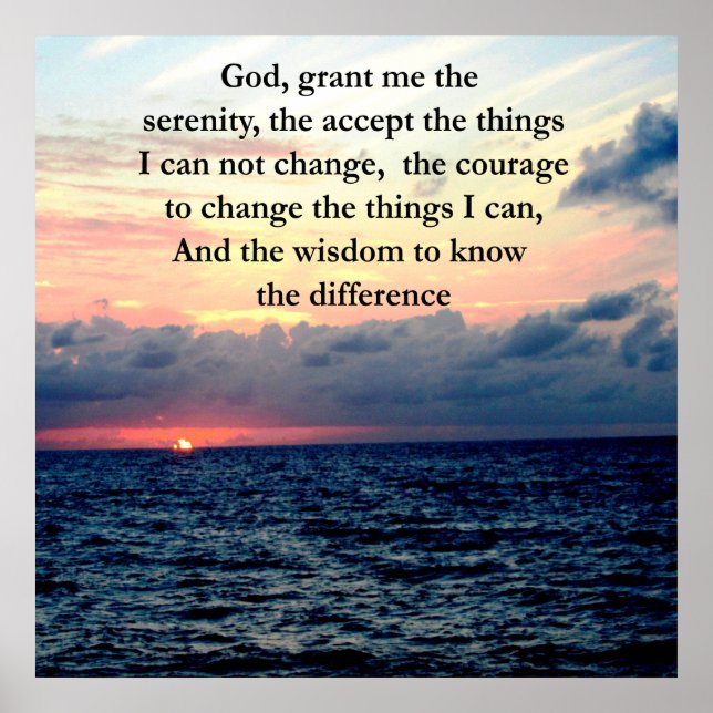 BEAUTIFUL SERENITY PRAYER SUNRISE OVER THE OCEAN POSTER (Front)