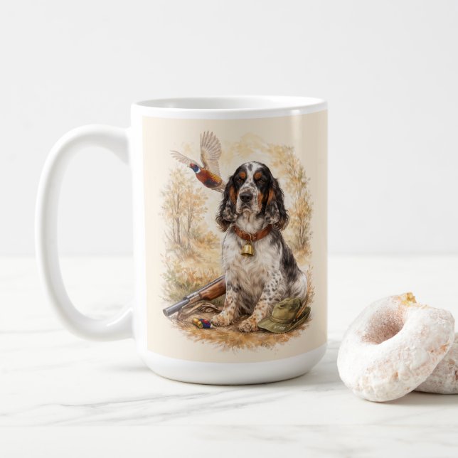 Beautiful Setter with Pheasants , Art Coffee Mug (With Donut)