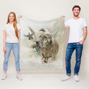 Beautiful Setter with Pheasants , Art Fleece Blanket