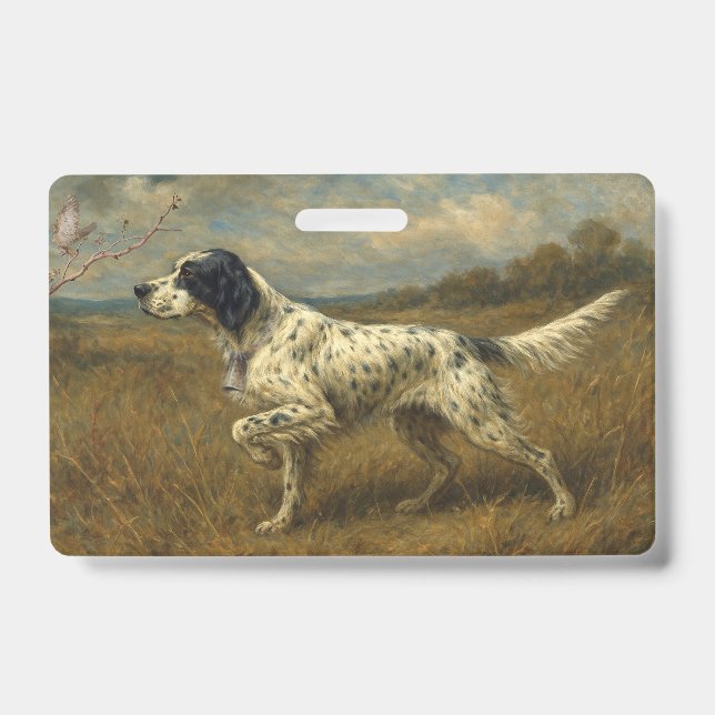 Beautiful Setter with Pheasants , Art ID Badge (Front)