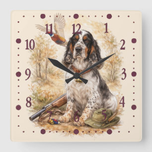 Beautiful Setter with Pheasants , Art Square Wall Clock