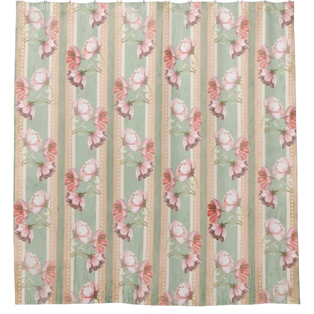 Beautiful Shabby Chic Country Shower Curtain (Front)
