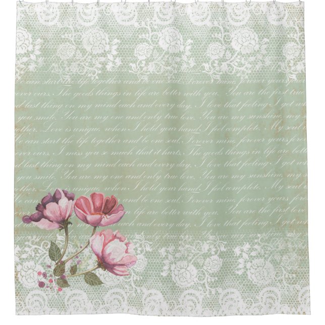 Beautiful Shabby Chic Country Shower Curtain (Front)