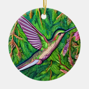 Beautiful Shabby Chic Little Hummingbird. Ceramic Tree Decoration