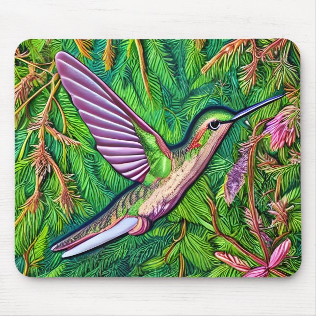 Beautiful Shabby Chic Little Hummingbird. Mouse Mat (Front)