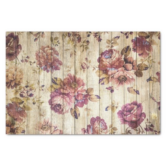 Download Beautiful Shabby Chic Vintage Flowers On Barn Wood Tissue ...