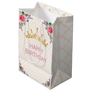 Beautiful Shabby Floral Chic Birthday Medium Gift Bag