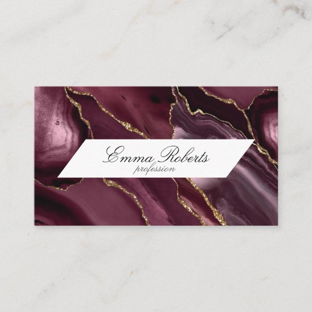 Beautiful Shades Burgundy and Gold Smokey Marble Business Card (Front)