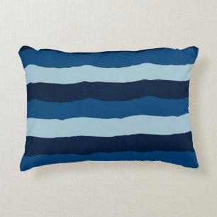 Beautiful Shades of Blue in Large Stripes   Decorative Cushion
