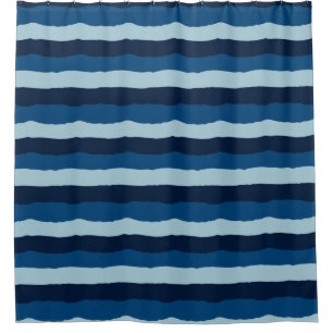  Beautiful Shades of Blue in Large Stripes      Shower Curtain