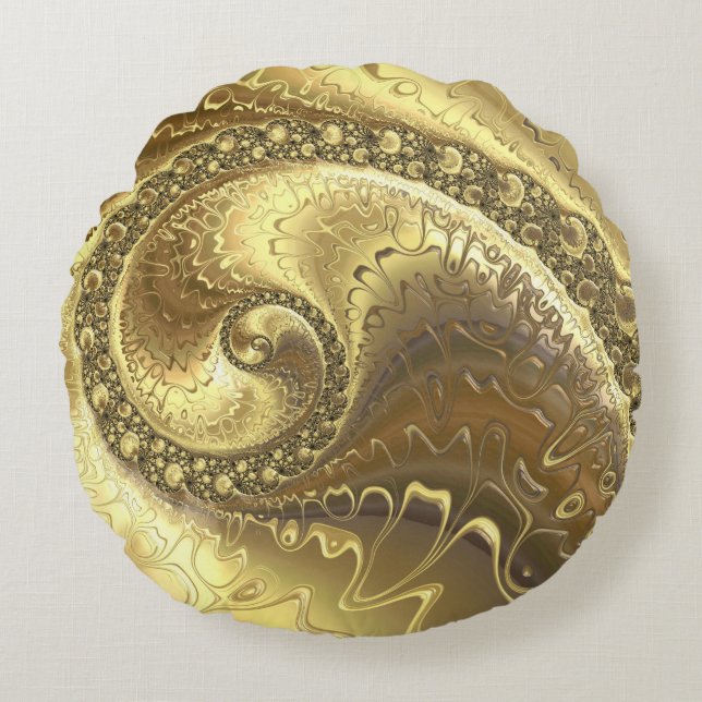 Beautiful shades of gold round cushion (Front)