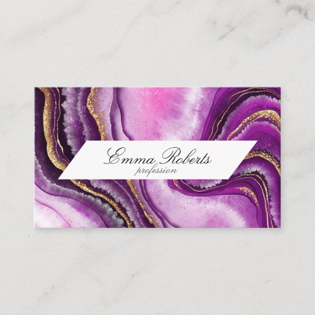 Beautiful Shades Purple and Gold Smokey Marble Business Card (Front)