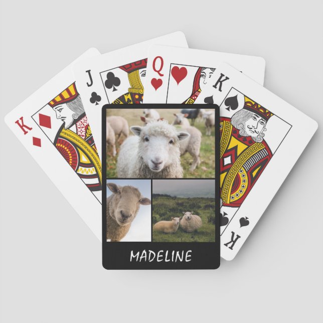 Beautiful Sheep Collage Playing Cards (Back)