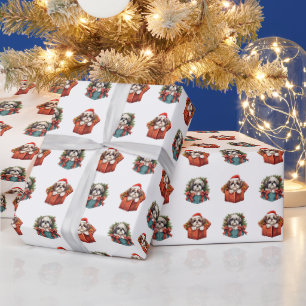 Beautiful Shih-tzu Dog Christmas Pattern Wrapping Paper