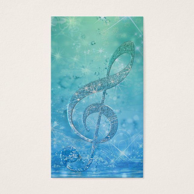 Beautiful shining effect blue treble clef (Front)