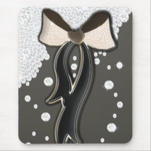 Beautiful shinning soft pink and chocolate bow mouse mat