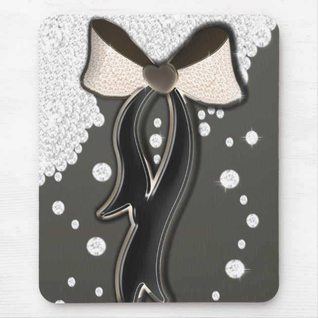 Beautiful shinning soft pink and chocolate bow mouse mat (Front)