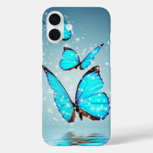 beautiful shiny blue butterfly iPhone 16 plus case