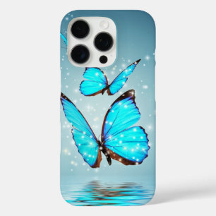 beautiful shiny blue butterfly iPhone 16 pro case