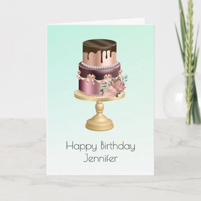 Beautiful Shiny Glam Party Cake Birthday Card (Front)