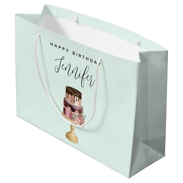 Beautiful Shiny Glam Party Cake Birthday Large Gift Bag (Back Angled)