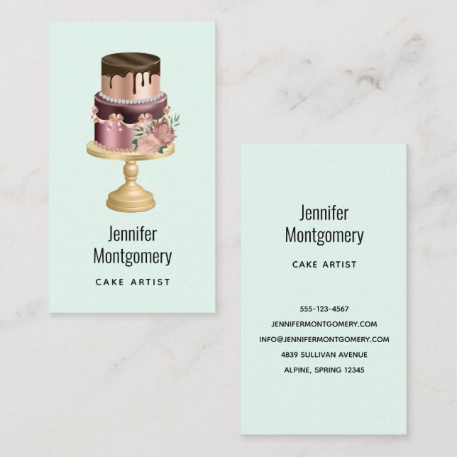 Beautiful Shiny Glam Party Cake Business Card (Front/Back)