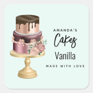 Beautiful Shiny Glam Party Cake Business Square Sticker