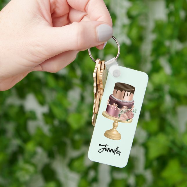 Beautiful Shiny Glam Party Cake Key Ring (Hand)