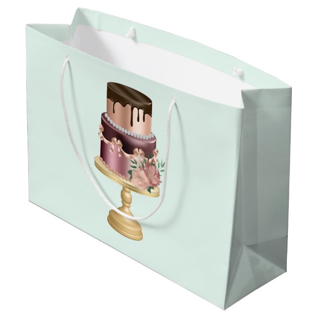 Beautiful Shiny Glam Party Cake Large Gift Bag (Back Angled)