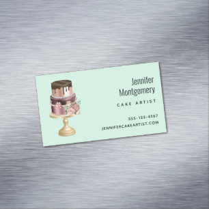 Beautiful Shiny Glam Party Cake Magnetic Business Card