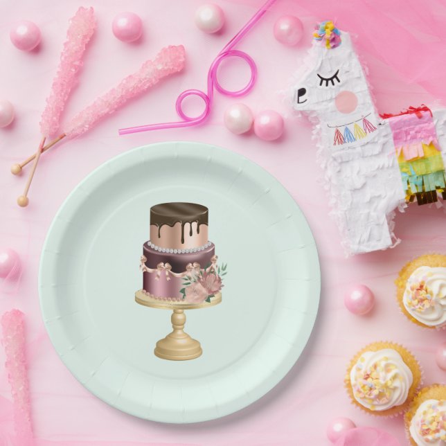 Beautiful Shiny Glam Party Cake Paper Plate (Party)