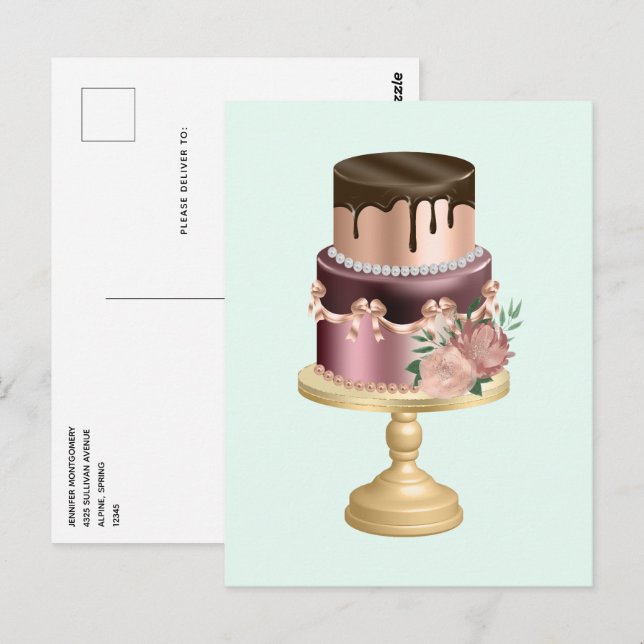 Beautiful Shiny Glam Party Cake Postcard (Front/Back)