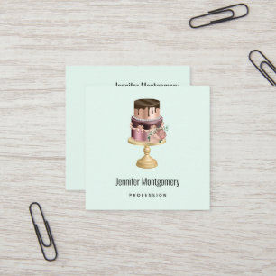Beautiful Shiny Glam Party Cake Square Business Card