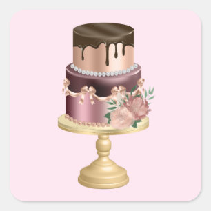 Beautiful Shiny Glam Party Cake Square Sticker