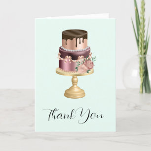 Beautiful Shiny Glam Party Cake Thank You Card