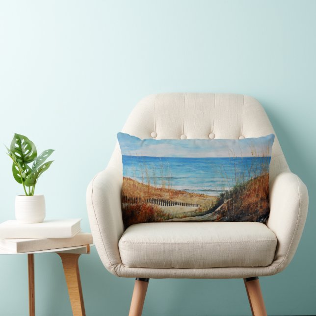 Beautiful Shore Beach Landscape Art Lumbar Cushion (Chair)