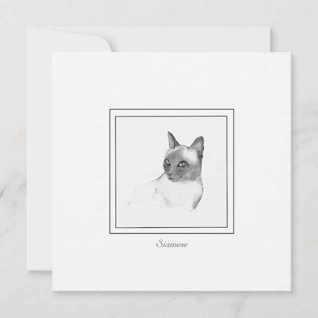 Beautiful Siamese Cat Chalk Drawing Card (Front)