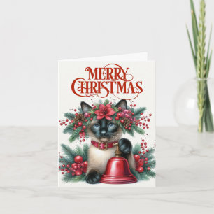 Beautiful Siamese Cat Christmas Greeting Card