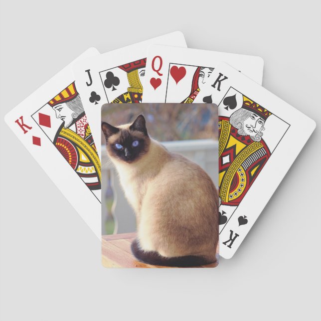 Beautiful Siamese Cat with Blue Eyes Playing Cards (Back)